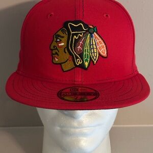 Blackhawks New Era Red and Black 59FIFTY Cap